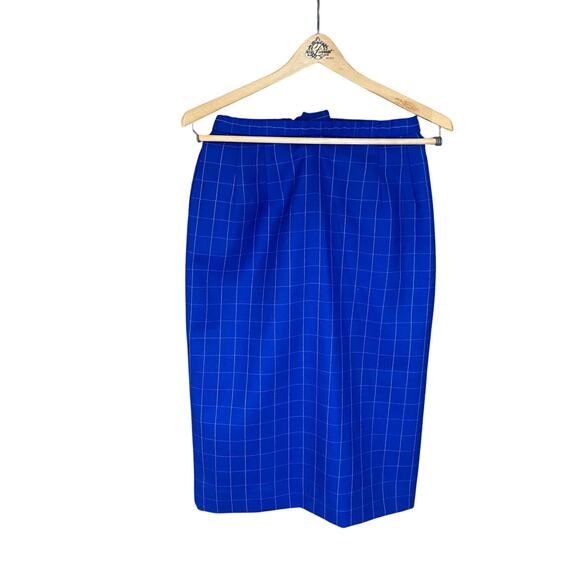 Vintage Pendleton 100% Wool Skirt Blue Plaid Windowpane Size 6 Made in USA - Picture 1 of 8